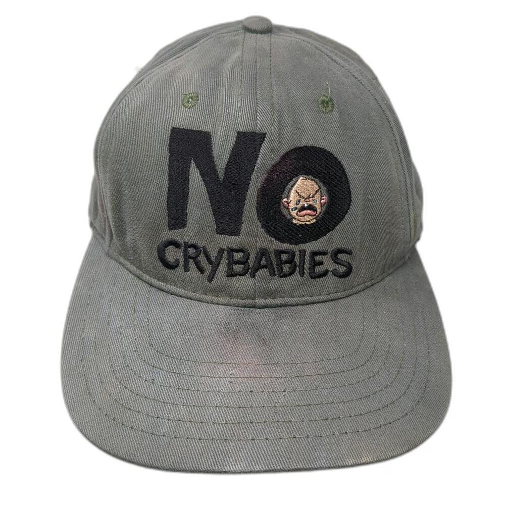 No Fear Snapback Hat Green One Size Made in USA No Crybabies Embroidered 6 Panel